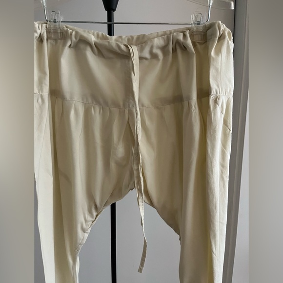 Yoga harem long tights pants chooridaar style drawstring handcrafted Ivory color - Picture 5 of 6